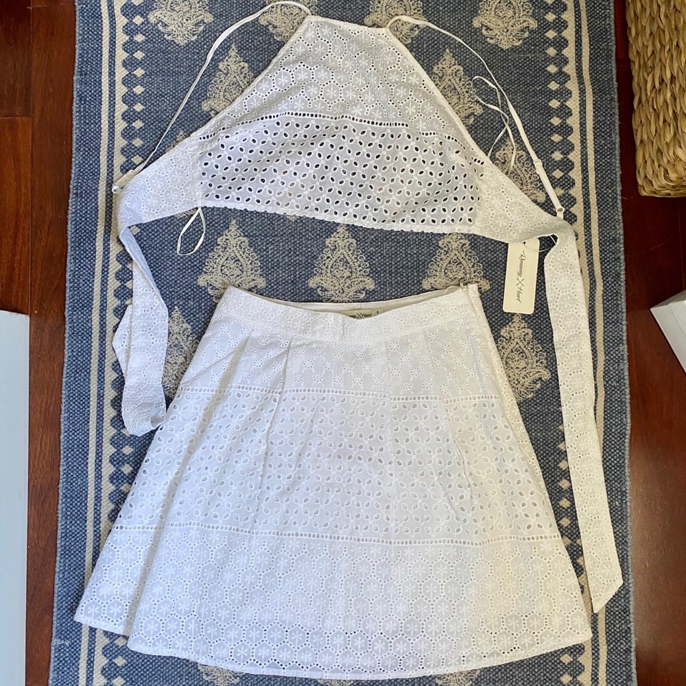 NWT Runaway Hearts (AUS) eyelet skirt and top set